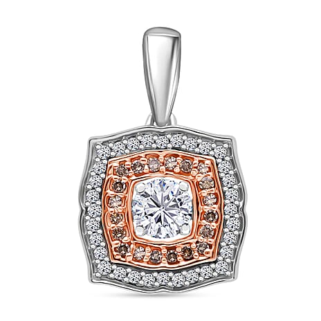 9K White Gold White Diamond & Champagne Diamond I3 Pendant