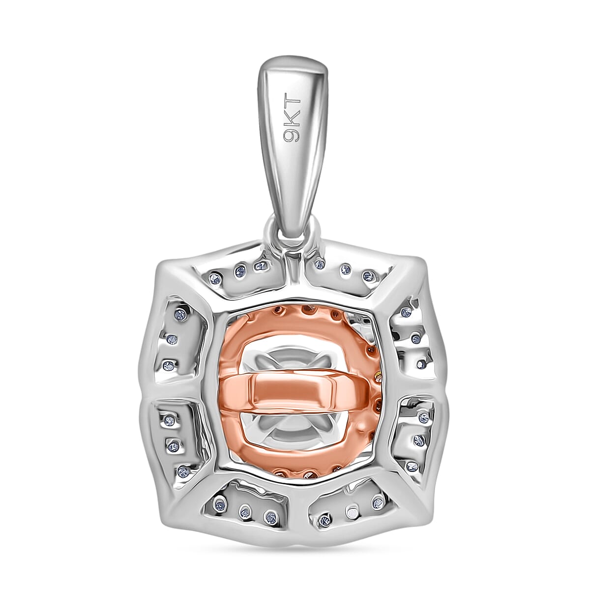 9K White Gold White Diamond & Champagne Diamond I3 Pendant