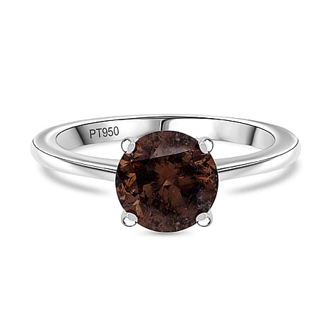 First Time Ever-  950 Platinum SGL Certified Natural Champagne Diamond Solitaire  Ring 2.00 Cts