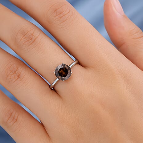 First Time Ever-  950 Platinum SGL Certified Natural Champagne Diamond Solitaire  Ring 2.00 Cts