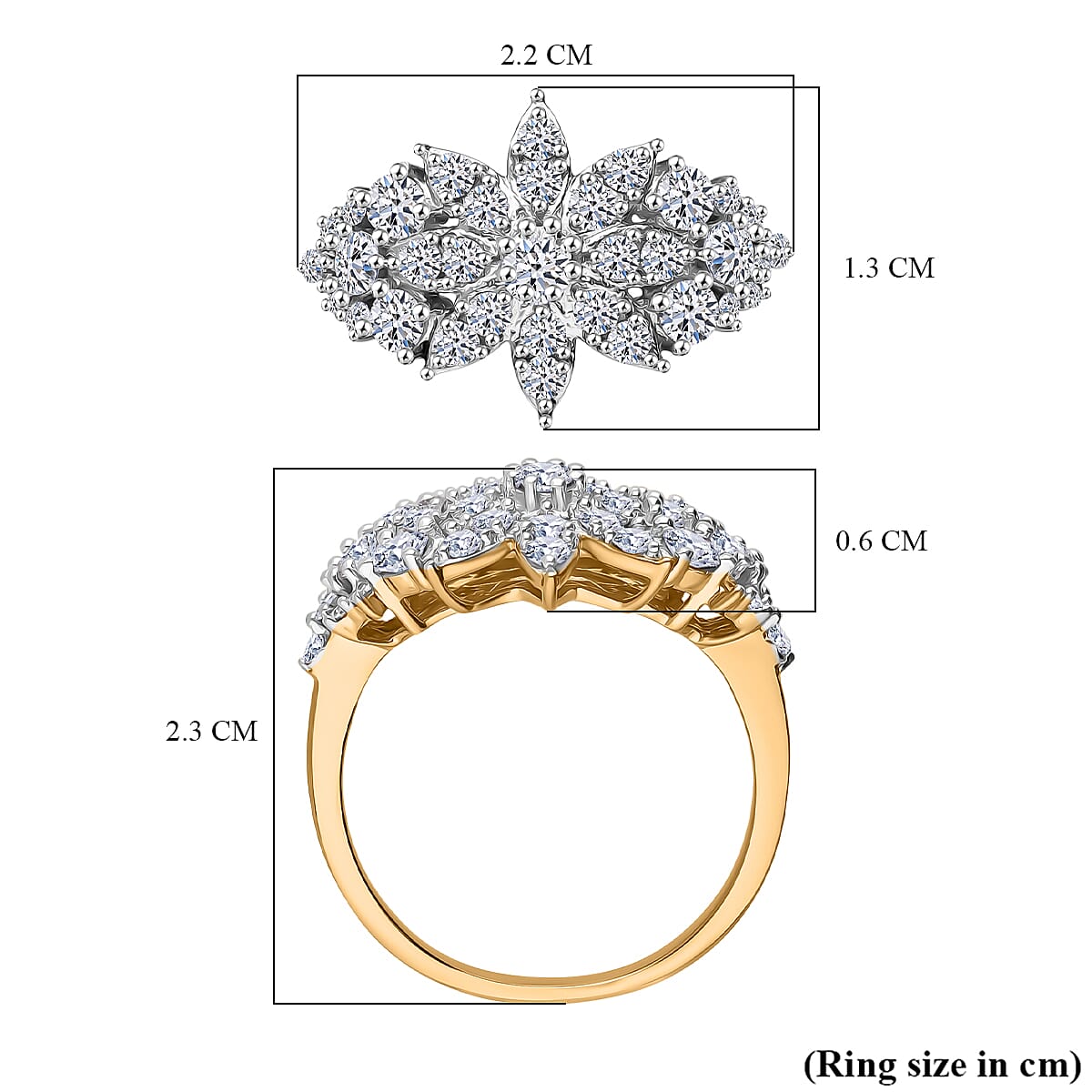 Luxuriant - Lab Grown Diamond Ring in Vermeil Yellow Gold Plated Sterling Silver 1.04 Ct.