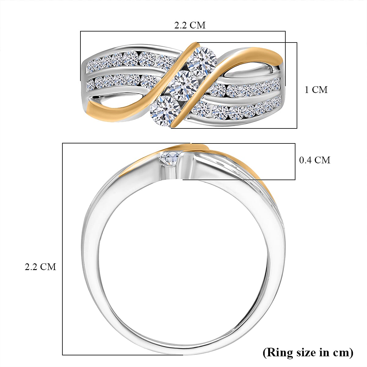Luxuriant Lab Grown Diamond Ring in Rhodium & Yellow Gold Overlay Sterling Silver 0.75 Ct. Luxuriant Lab Grown Diamond Ring in Rhodium & Yellow Gold Overlay Sterling Silver 0.75 Ct.