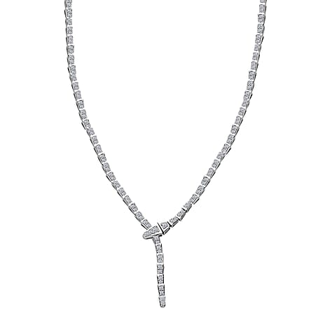 Designer Inspired Luxuriant - SGL Certified Lab Grown Diamond (SI-GH) Serpent Necklace (Size 18.50) in Platinum Overlay Sterling Silver 4.00 Ct, Silver Wt. 28.70 Gms.