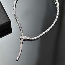 LUXURIANT 4 Ct. Lab Grown Diamond (SI-GH) Serpent Necklace with Box Clasp in Rhodium Overlay Sterling Silver, SGL Certified 18 Inch