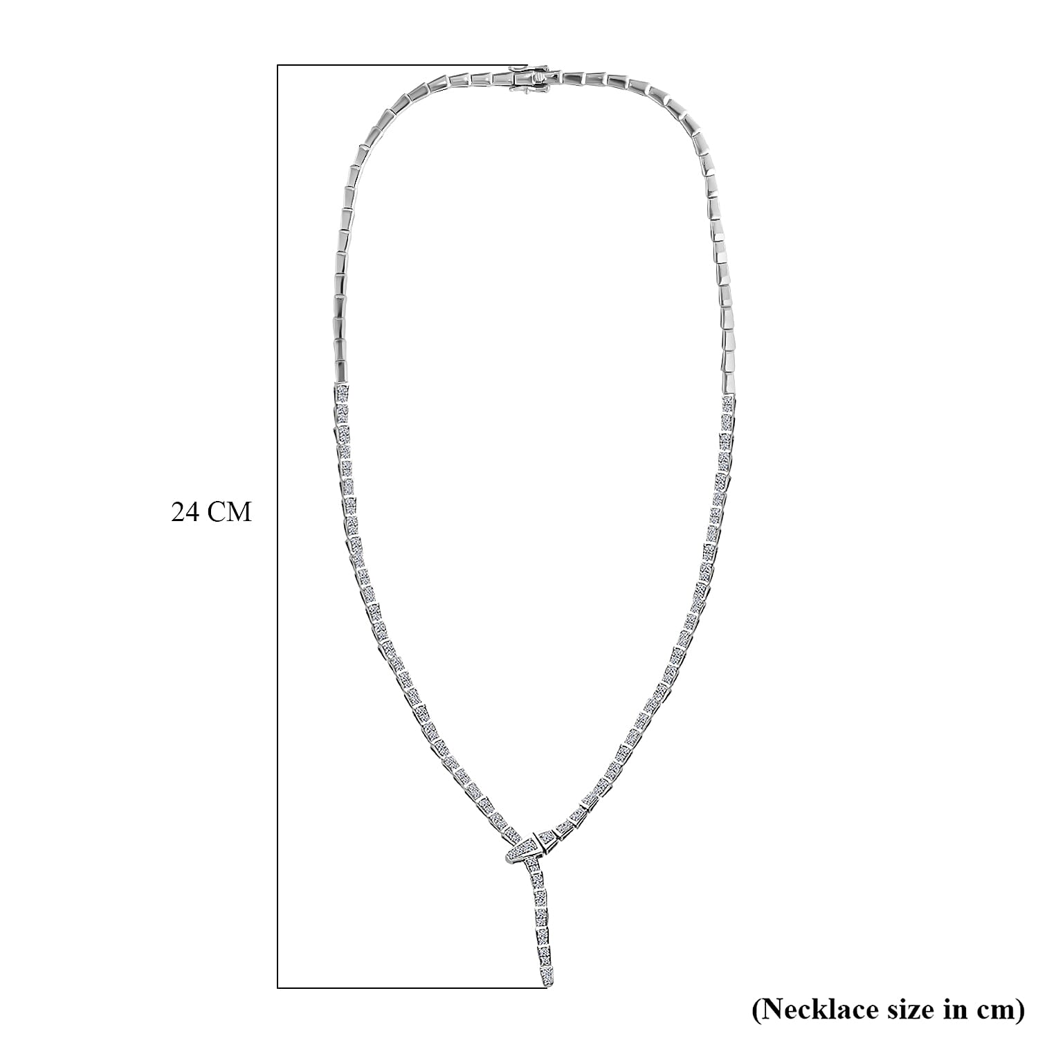 Designer Inspired Luxuriant - SGL Certified Lab Grown Diamond (SI-GH) Serpent Necklace (Size 18.50) in Platinum Overlay Sterling Silver 4.00 Ct, Silver Wt. 28.70 Gms.