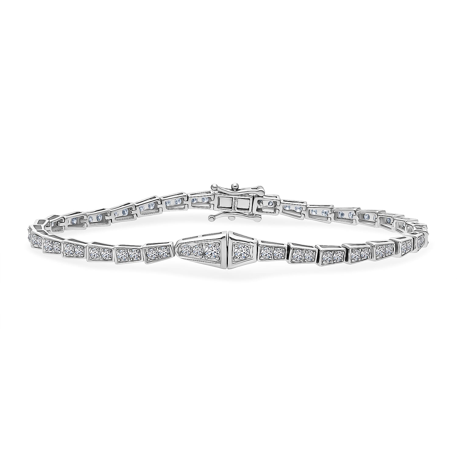 Designer Inspired Luxuriant - SGL Certified Lab Grown Diamond (SI-GH) Bracelet (Size 7.5) in Platinum Overlay Sterling Silver 2.50 Ct, Silver Wt. 8.00 Gms.