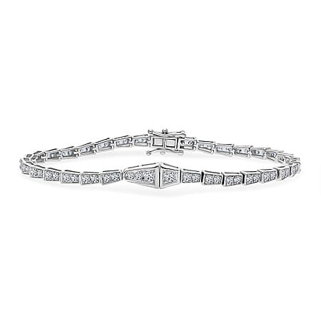 LUXURIANT 2.50 Ct. Lab Grown Diamond (SI-GH) Bracelet with Box Clasp in Platinum Overlay Sterling Silver SGL Certified 7.5 Inch
