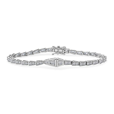 Designer Inspired Luxuriant - SGL Certified Lab Grown Diamond (SI-GH) Bracelet (Size 7.5) in Platinum Overlay Sterling Silver 2.50 Ct, Silver Wt.8.20 Gms.