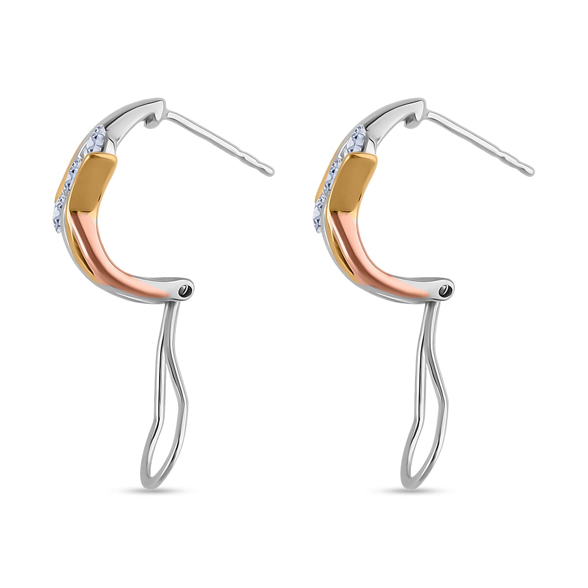 Luxuriant Diamond Lab Grown Diamond Earring with French Clip in Sterling Silver, Yellow & Rose Gold 1.00 Ct.