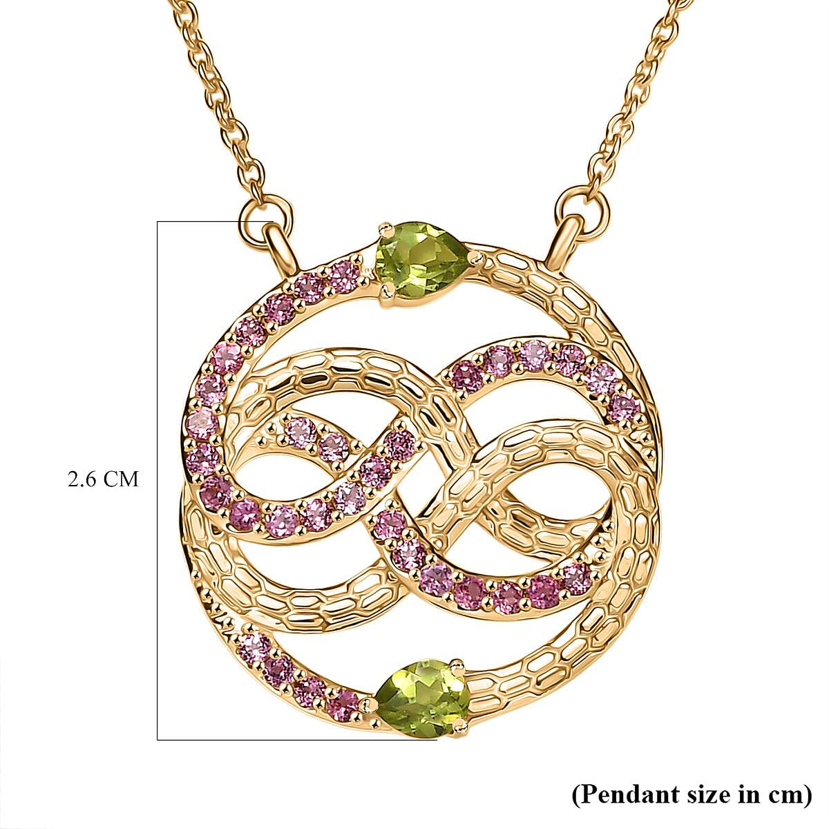 GP Serpentine Collection - Peridot, Blue Sapphire & Lotus Garnet Necklace (Size - 20) in 18K Vermeil Yellow Gold Plated Sterling Silver 1.72 Ct, Silver Wt.6.16 Gms. GP Serpentine Collection - Peridot, Blue Sapphire & Lotus Garnet Necklace (Size - 20) in 18K Vermeil Yellow Gold Plated Sterling Silver 1.72 Ct, Silver Wt.6.16 Gms.