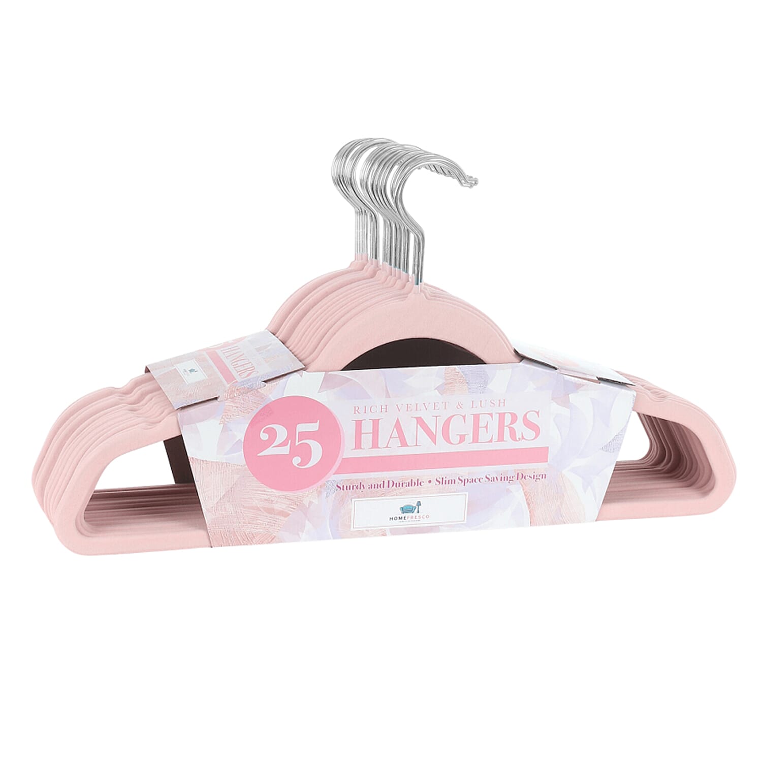 Pack of 25 - Pink Velvet Space Saving Hangers