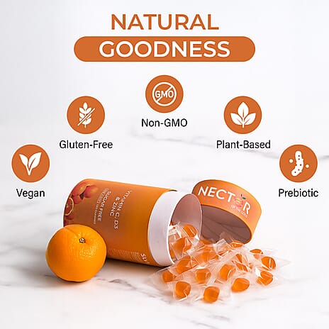 NECTOR Vitamin C, D3 - Zinc SUGAR FREE Gummies - 120 Days Supply (4 Months)