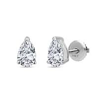 LUXURIANT 1.50 Ct. Lab Grown Diamond Solitaire Earring with Screw Back in 14K White Gold SGL Certified