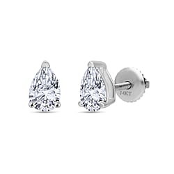 LUXURIANT 3 Ct. Lab Grown Diamond Solitaire Stud Earring with Screw Back in 14K White Gold IGI Certified