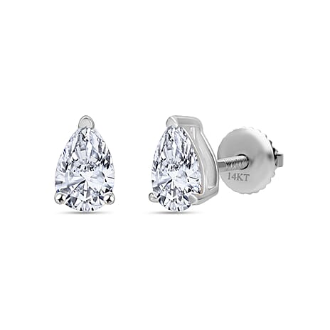 Luxuriant - 14K White Gold SGL Certified Lab Grown Diamond Earring with Screw Back 1.50 Ct.
