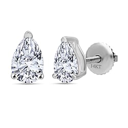 LUXURIANT 3 Ct. Lab Grown Diamond Solitaire Stud Earring with Screw Back in 14K White Gold IGI Certified