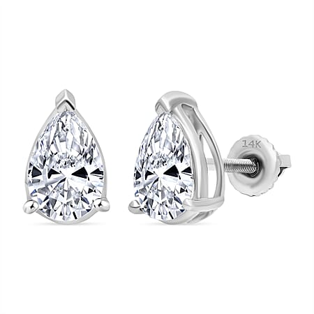 LUXURIANT 4 Ct. Lab Grown Diamond Solitaire Stud Earring in 14K White Gold IGI Certified