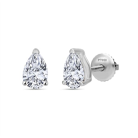 Luxuriant - 950 Platinum SGL Certified Lab Grown Diamond (VS-EF) Earring with Screw Back 1.50 Ct.