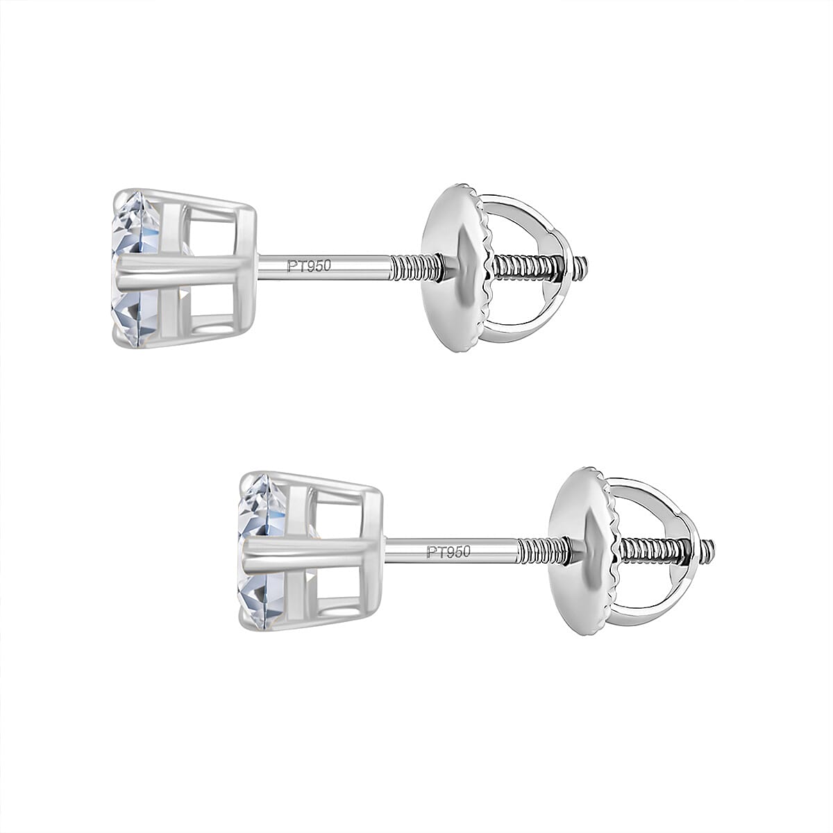 Luxuriant - 950 Platinum SGL Certified Lab Grown Diamond (VS-EF) Earring with Screw Back 1.50 Ct.