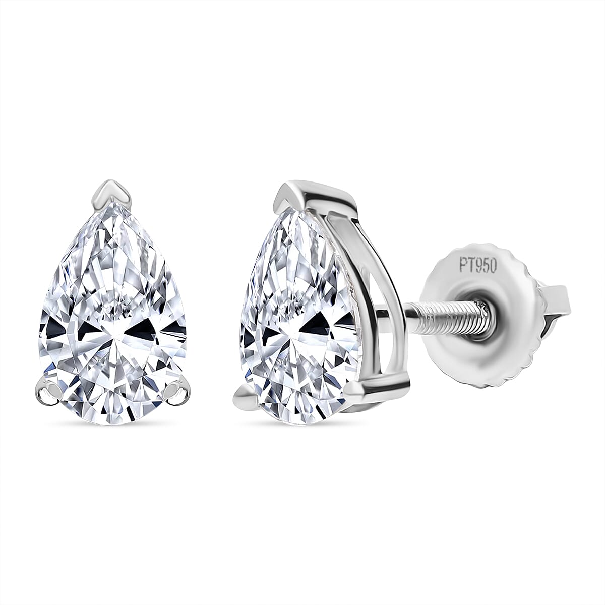 LUXURIANT 2 Ct. Lab Grown Diamond Solitaire Stud Earring in 950 Platinum SGL Certified EF, VS