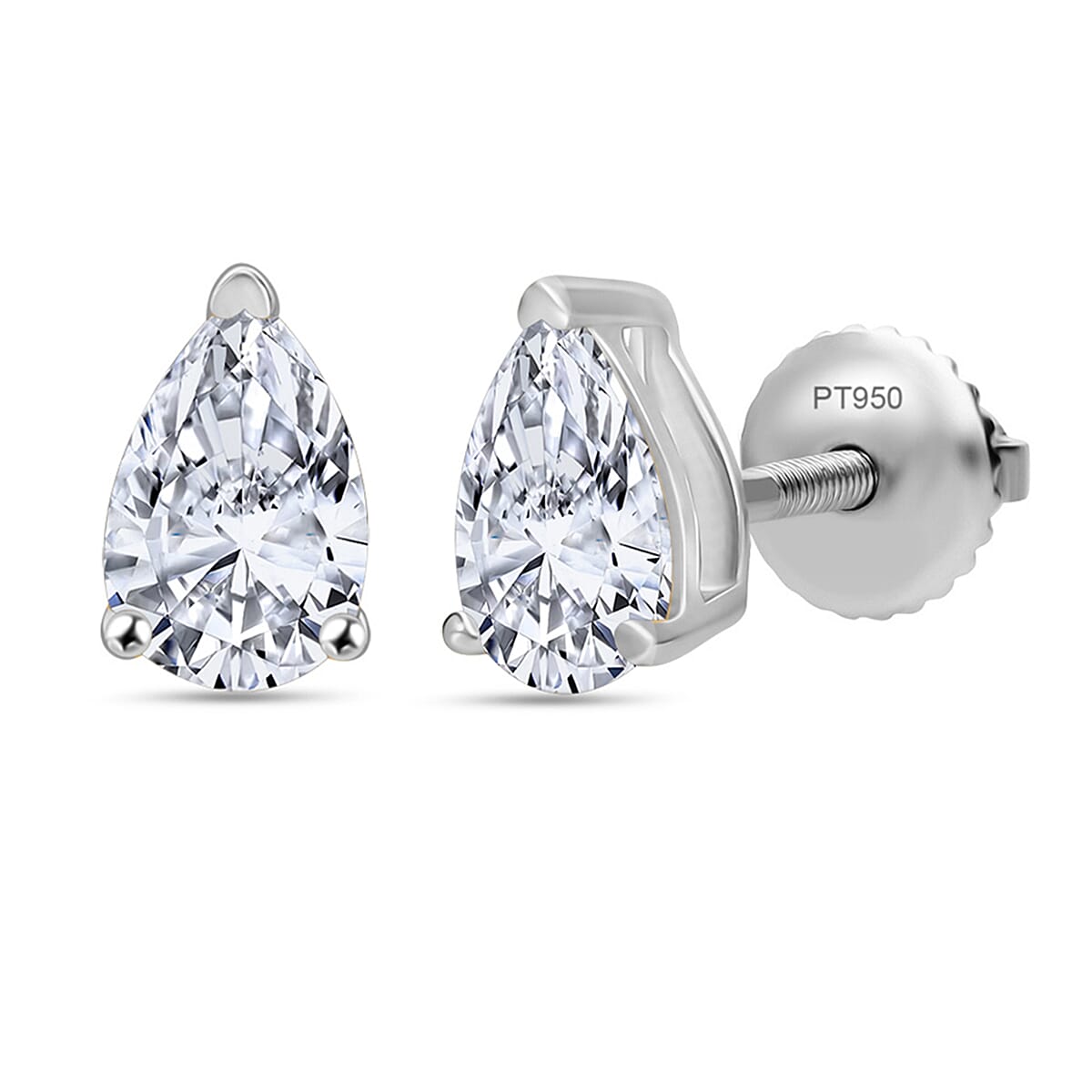 Luxuriant - 950 Platinum IGI Certified Lab Grown Diamond Earring with Screw Back 3.00 Ct.
