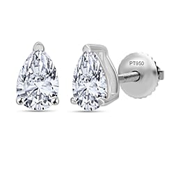 LUXURIANT 3 Ct. Lab Grown Diamond Earring with Screw Back in 950 Platinum IGI Certified