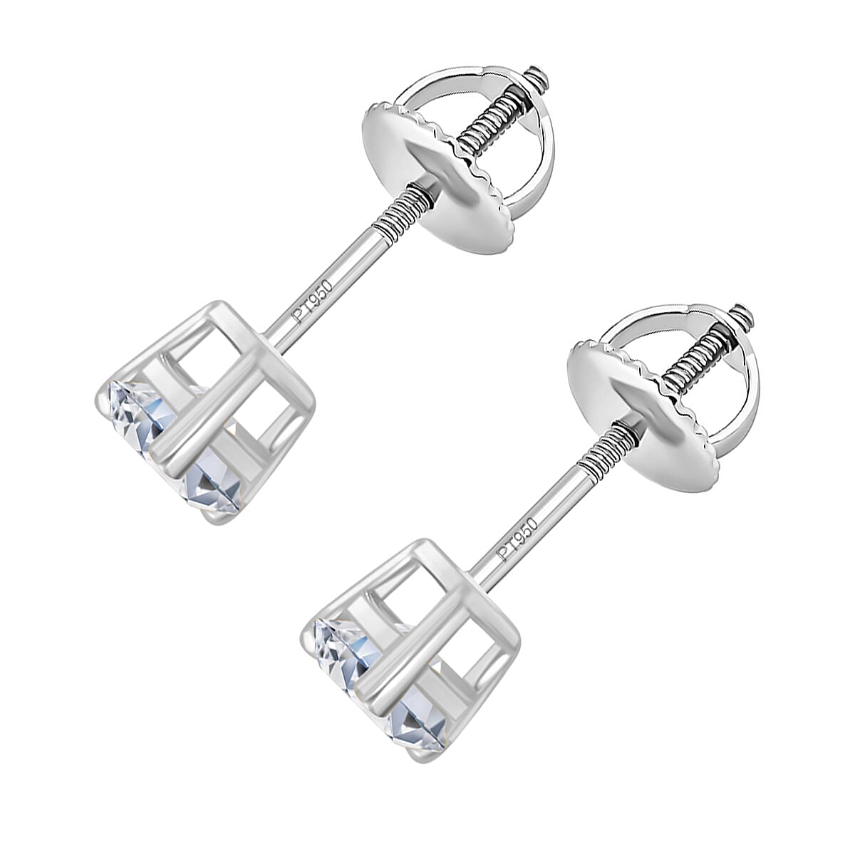 Luxuriant - 950 Platinum IGI Certified Lab Grown Diamond Earring with Screw Back 3.00 Ct.