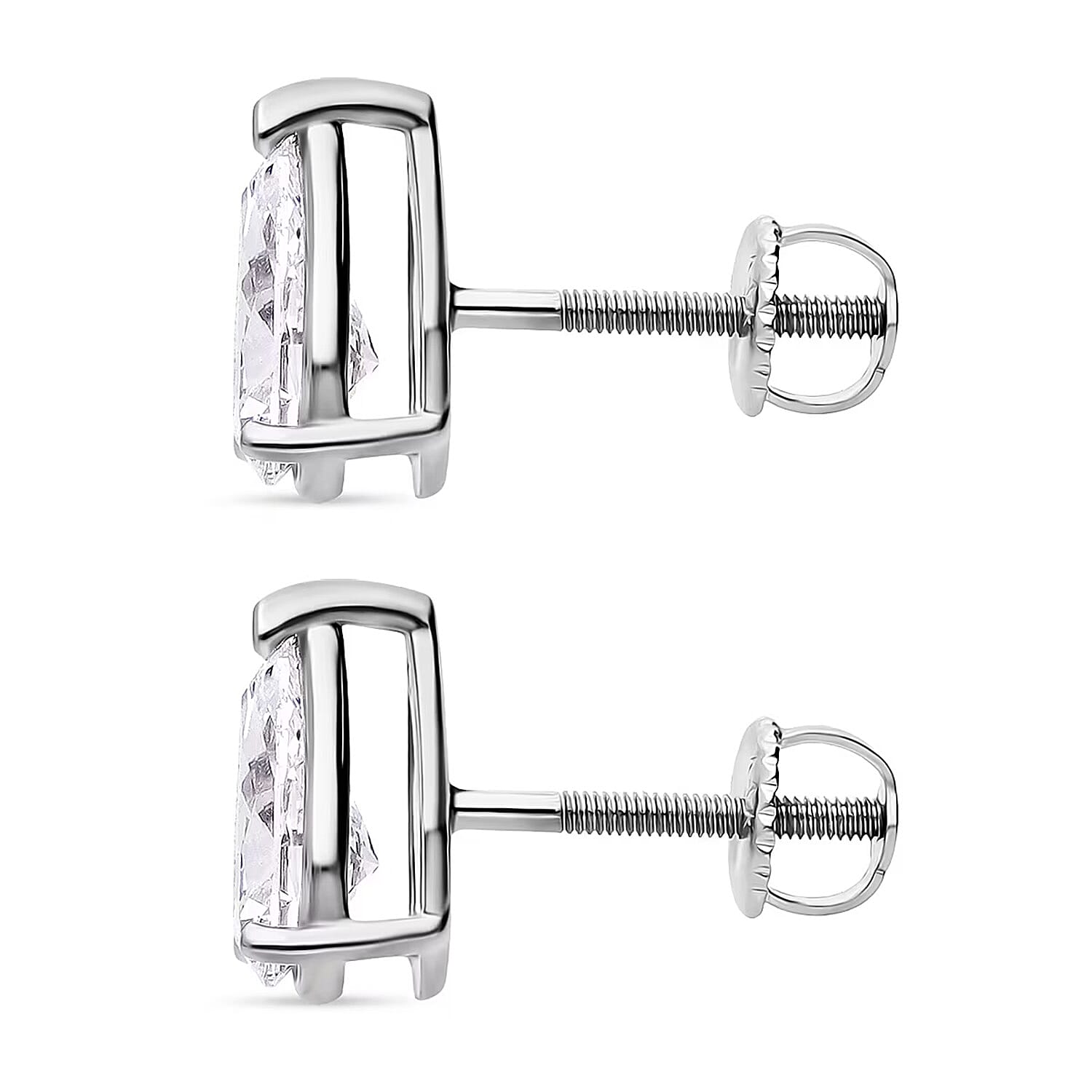 Luxuriant 950 Platinum IGI Certified Lab Grown Diamond (VS-EF) Pear Cut Solitaire Earring with Screw Back 4.00 Ct, Platinum Wt. 2.74 Gms.