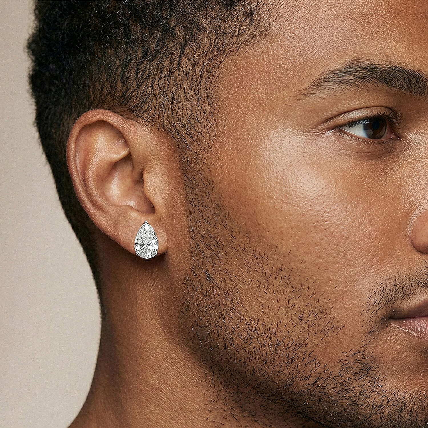 Luxuriant 950 Platinum IGI Certified Lab Grown Diamond (VS-EF) Pear Cut Solitaire Earring with Screw Back 4.00 Ct, Platinum Wt. 2.74 Gms.