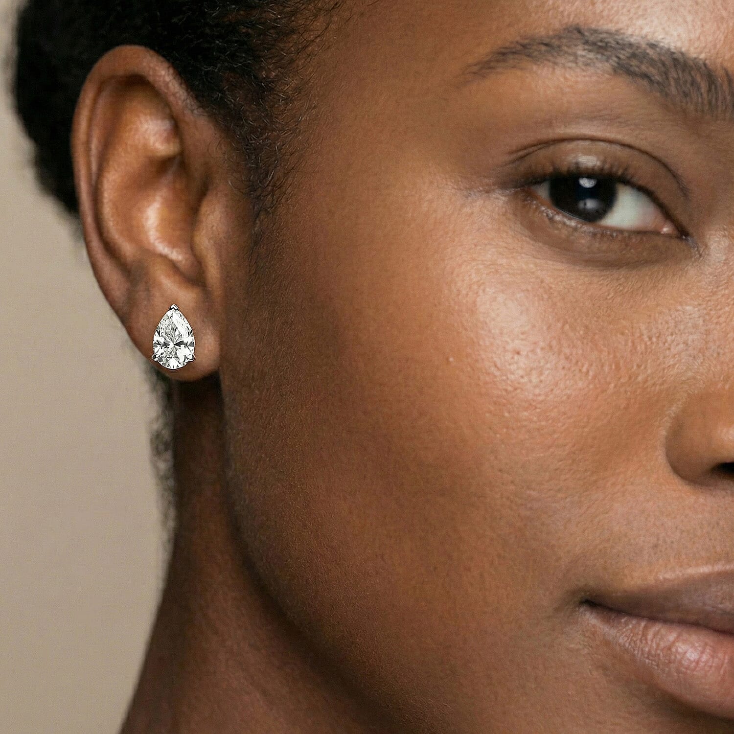 Luxuriant 950 Platinum IGI Certified Lab Grown Diamond (VS-EF) Pear Cut Solitaire Earring with Screw Back 4.00 Ct, Platinum Wt. 2.74 Gms.