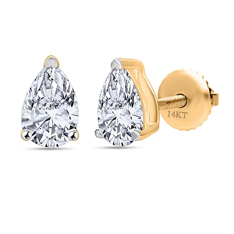 Luxuriant - 14K Yellow Gold IGI Certified Lab Grown Diamond Earring with Screw Back 3.00 Ct.