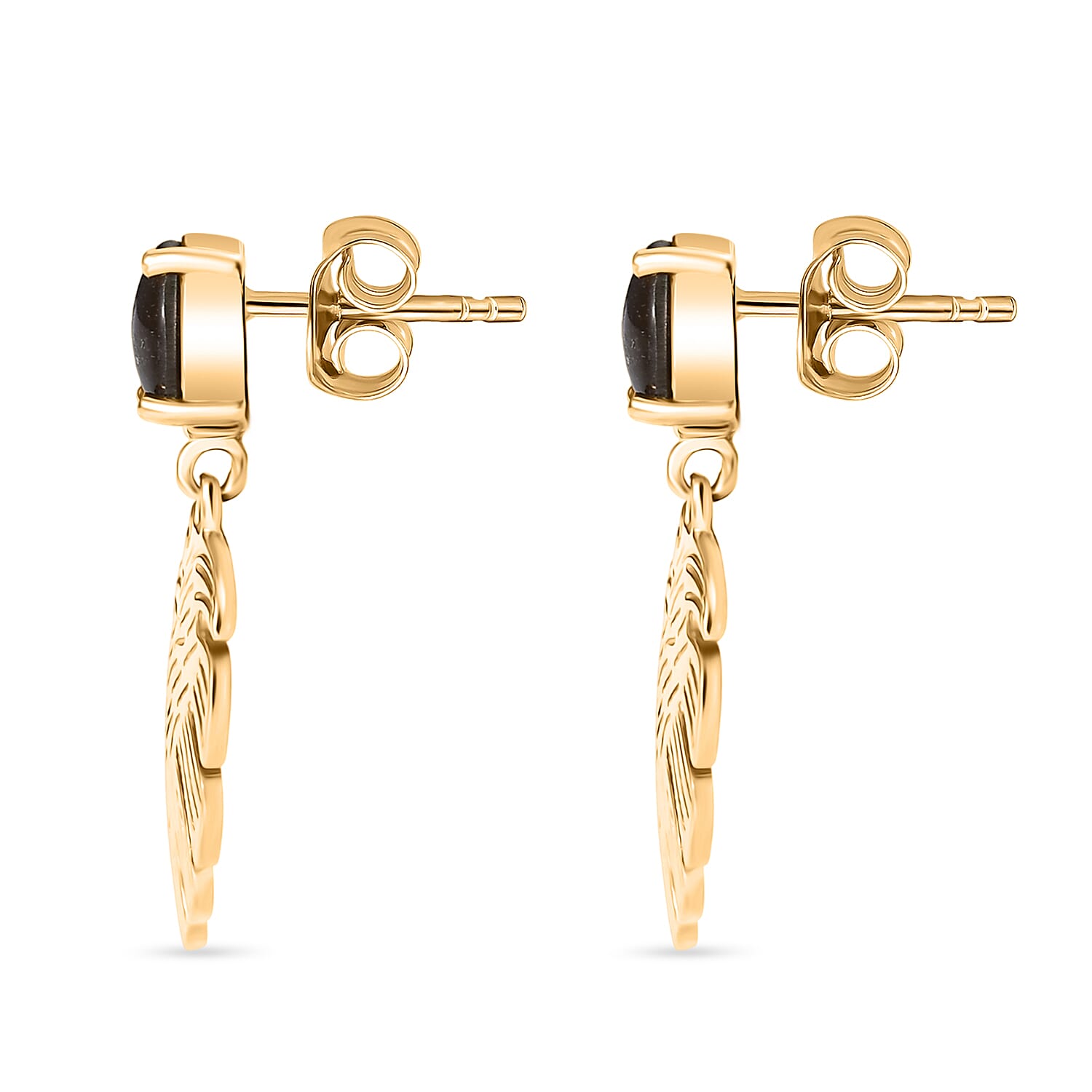 D'joy Ammolite Dangling Earrings in 18K Vermeil Yellow Gold Sterling Silver 1.06 Ct.