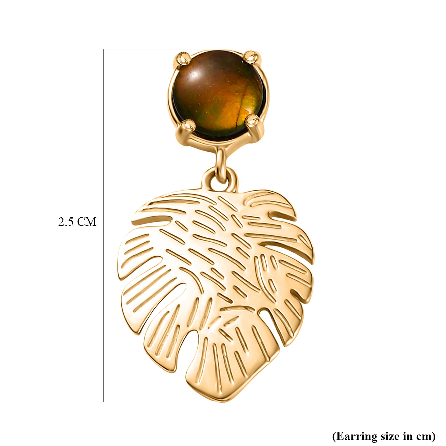 D'joy Ammolite Dangling Earrings in 18K Vermeil Yellow Gold Sterling Silver 1.06 Ct.