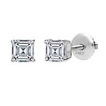 LUXURIANT 3 Ct. Lab Grown Diamond Solitaire Stud Earring with Screw Back in 14K White Gold IGI Certified