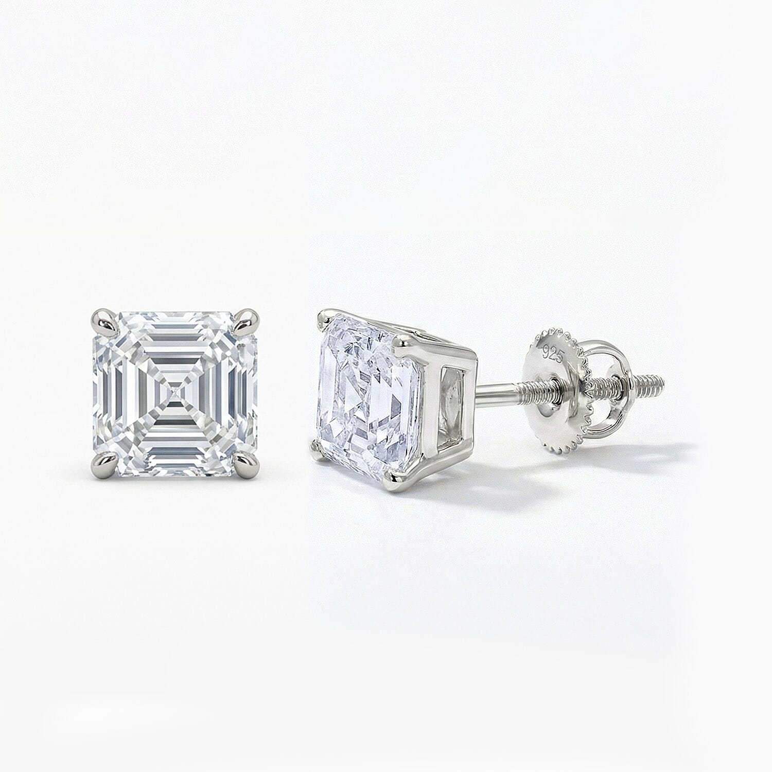 Luxuriant - 14K White Gold IGI Certified Lab Grown Diamond ( VS E-F) Earring with Screw Back 4.00 Ct.