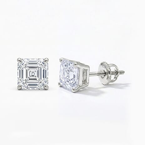 Luxuriant - 14K White Gold IGI Certified Lab Grown Diamond ( VS E-F) Earring with Screw Back 4.00 Ct.