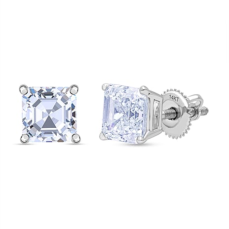 Luxuriant - 14K White Gold IGI Certified Lab Grown Diamond ( VS E-F) Earring with Screw Back 4.00 Ct.