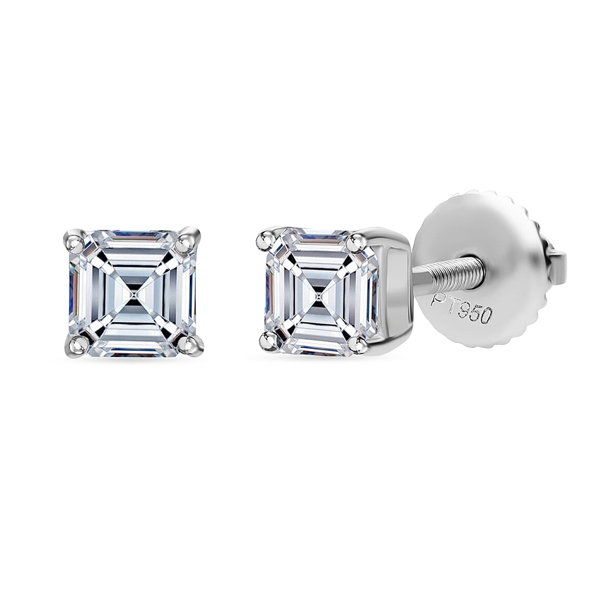 Luxuriant - 950 Platinum IGI Certified Lab Grown Diamond Earring with Screw Back 3.00 Ct.