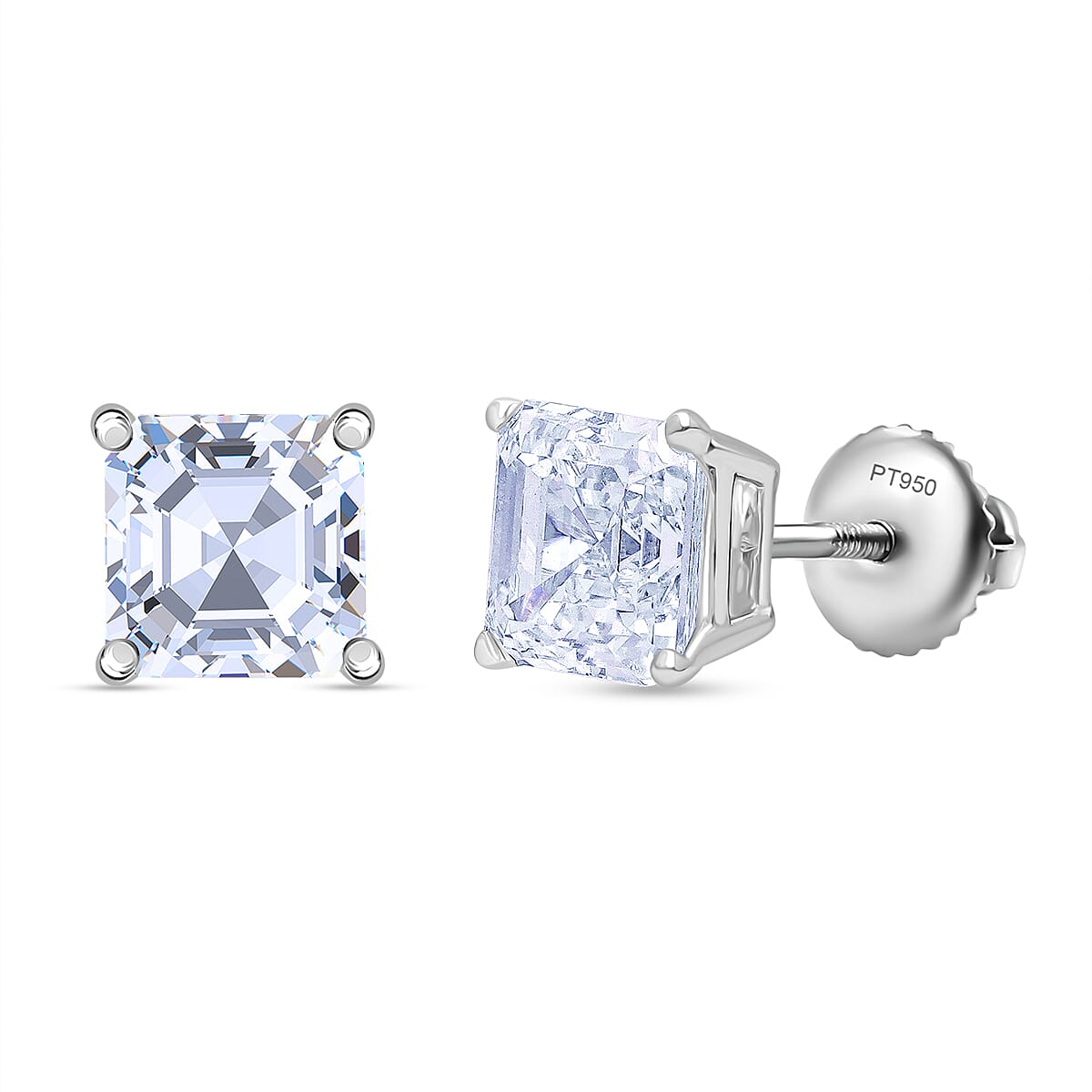Luxuriant - 950 Platinum IGI Certified Lab Grown VS-F Diamond Earring with Screw Back 4.00 Ct.