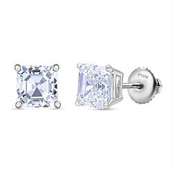 LUXURIANT 950 Platinum IGI Certified Lab Grown Diamond Solitaire Stud Earrings with Screw Back 4 Ct.