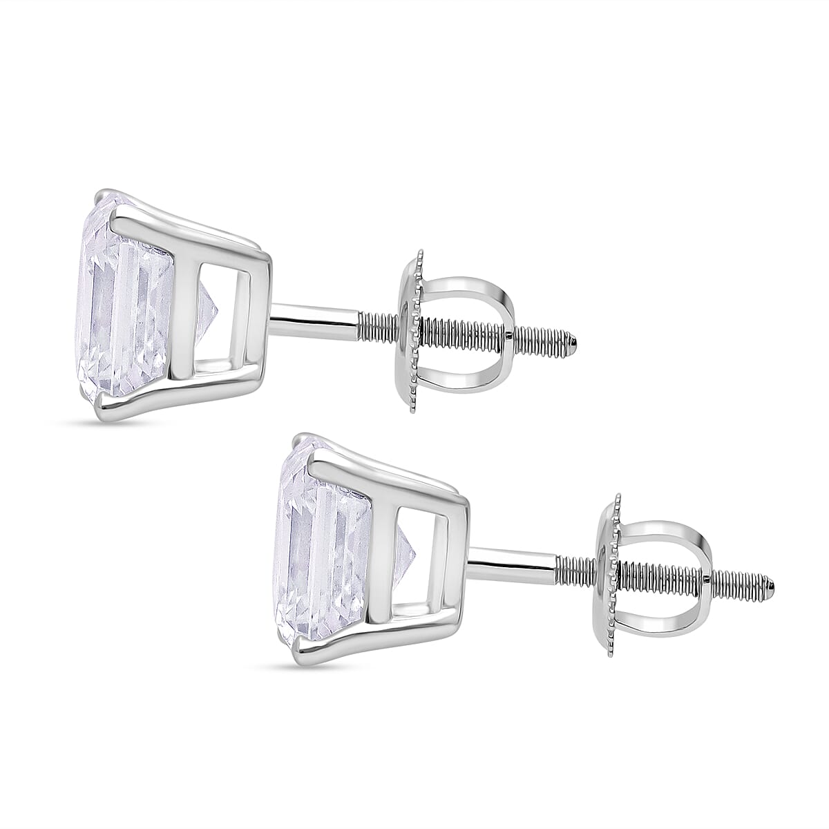 Luxuriant - 950 Platinum IGI Certified Lab Grown VS-F Diamond Earring with Screw Back 4.00 Ct.