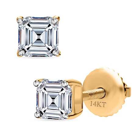 LUXURIANT 1.50 Ct. Lab Grown Diamond Solitaire Stud Earring with Screw Back in 14K Yellow Gold SGL Certified