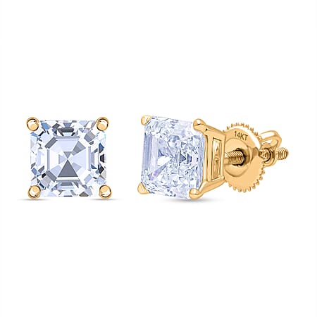 LUXURIANT 4 Ct. Lab Grown Diamond Solitaire Earring with Screw Back in 14K Yellow Gold IGI Certified VS1/D