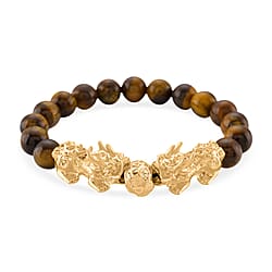 Blue Howlite Beads, Pixiu Bracelet (Size 7 Stretchable) in Yellow Gold Tone 150.00 Ct.