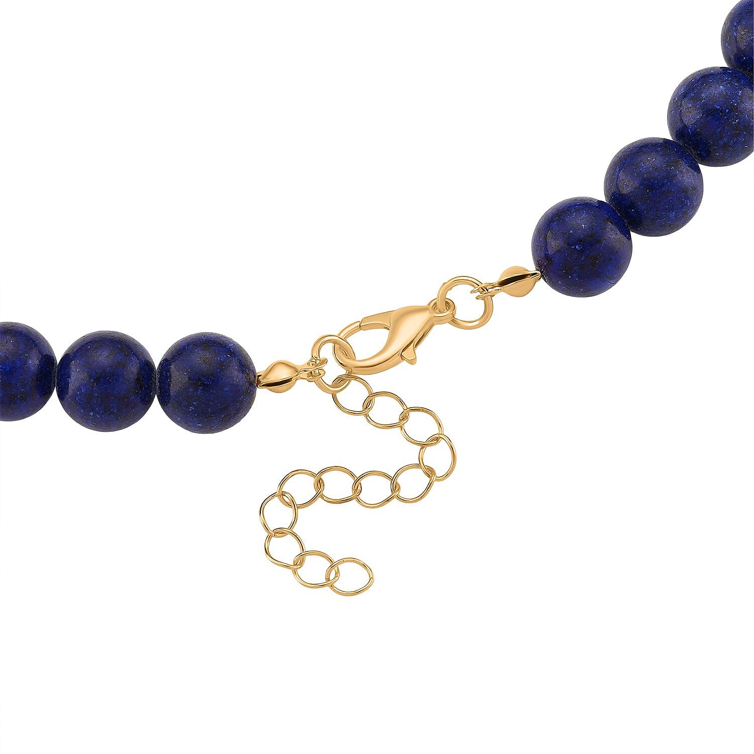 Lapis Lazuli Beads & Pixiu Necklace (Size 18 - 2 Ext) in Yellow Gold Plated 330.00 Ct.