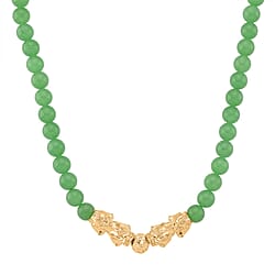 Blue Howlite Beads, Pixiu Necklace (Size 18 - 2 Ext) in Yellow Goldtone 330.00 Ct.