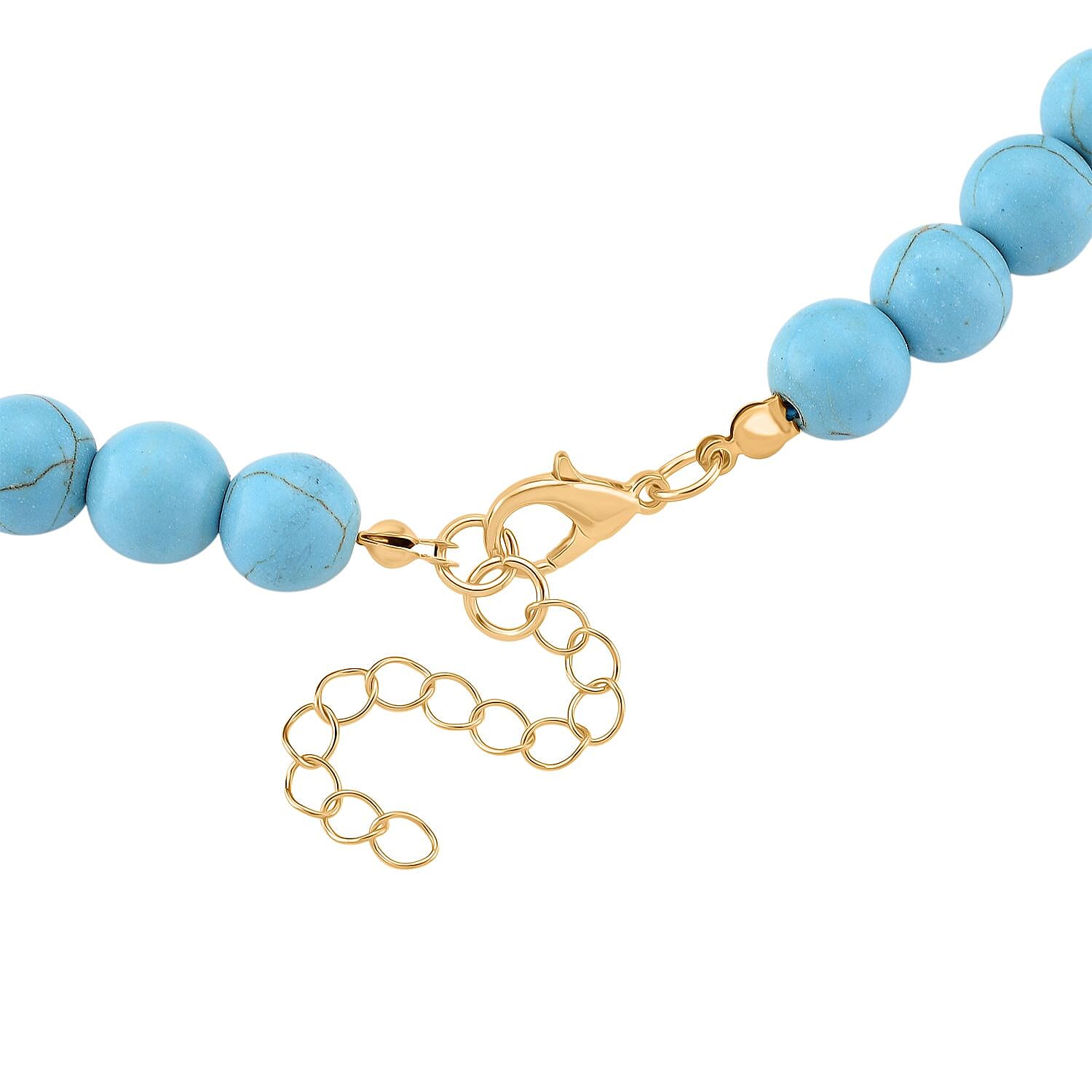 Blue Howlite Beads & Pixiu Necklace (Size 18 - 2 Ext) in Yellow Gold Plated 330.00 Ct.