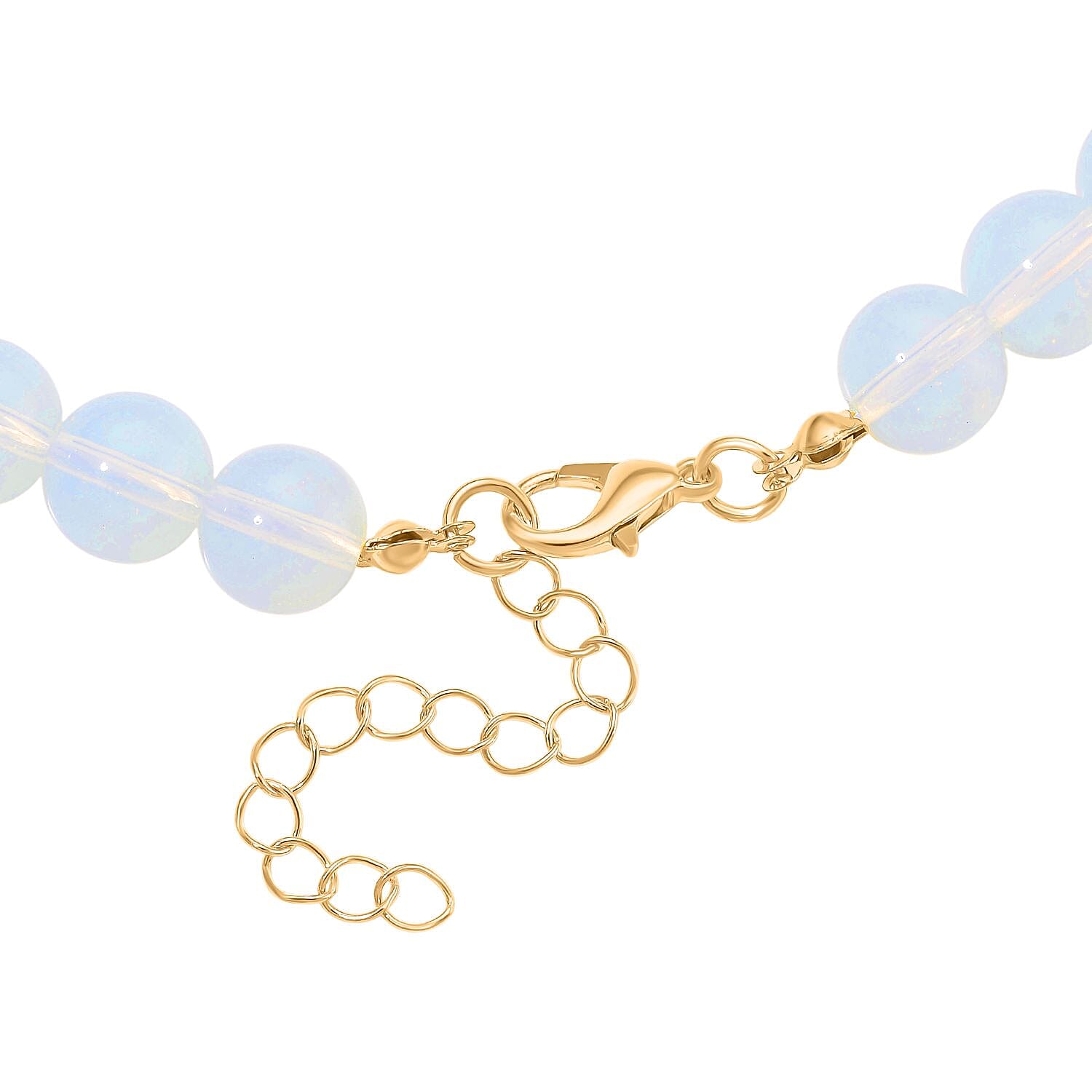 Opalite Beads & Pixiu Necklace (Size 18 - 2 Ext) in Yellow Gold Plated 330.00 Ct.