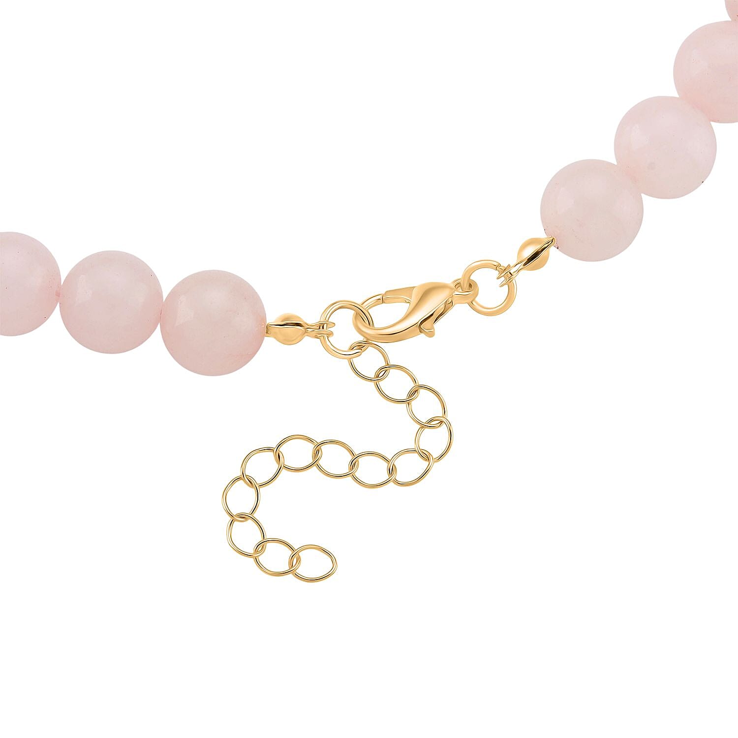 Rose Quartz Beads & Pixiu Necklace (Size 18 - 2 Ext) in Yellow Gold Plated 330.00 Ct.