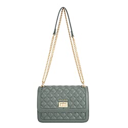 David Jones Elegant Quilted Shoulder Bag - Green
